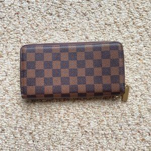 Brown Checkered Wallet / Vegan Leather / Designer Inspired